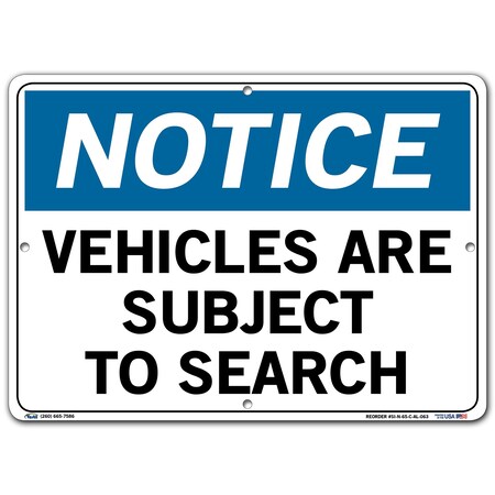 Vestil Aluminum Sign, 10-1/2" Height, 14-1/2" Width, Aluminum, Rectangle, English SI-N-65-C-AL-063